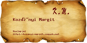 Kozányi Margit névjegykártya